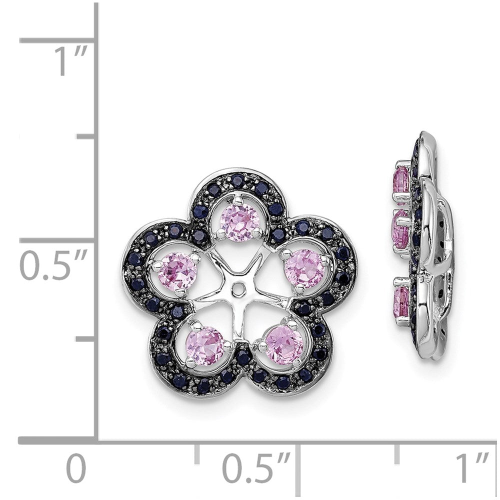 Sterling Silver Rhodium Crted Pink Sapphire & Black Earring Jacket