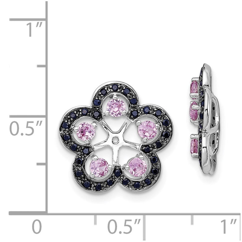 Sterling Silver Rhodium Crted Pink Sapphire & Black Earring Jacket