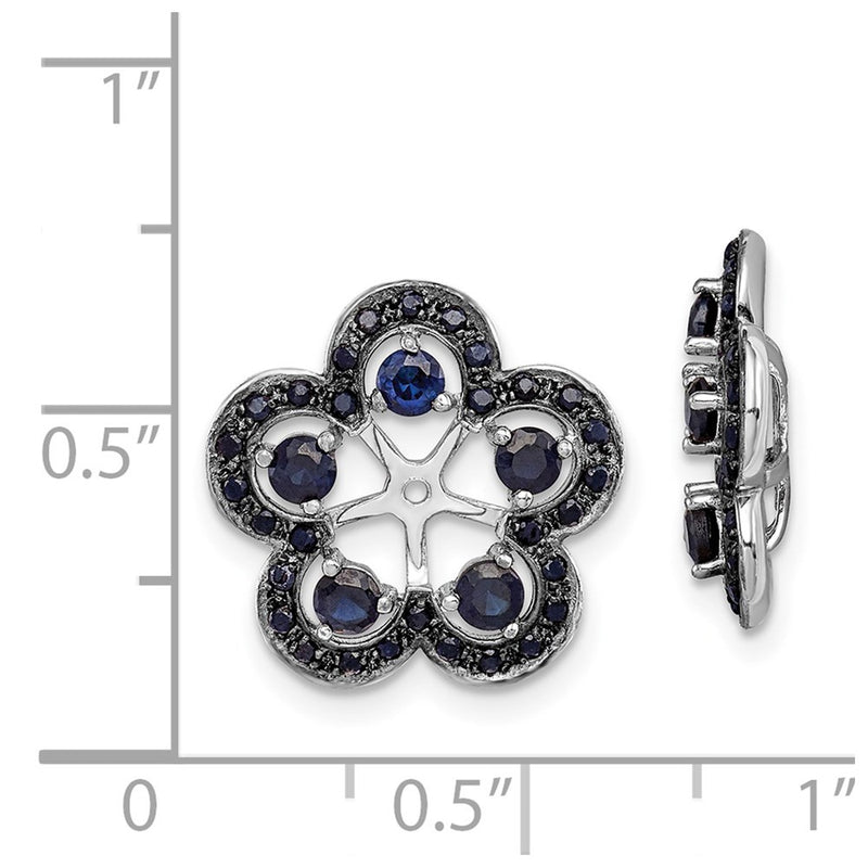 Sterling Silver Rhodium Created Sapphire & Black Earring Jacket
