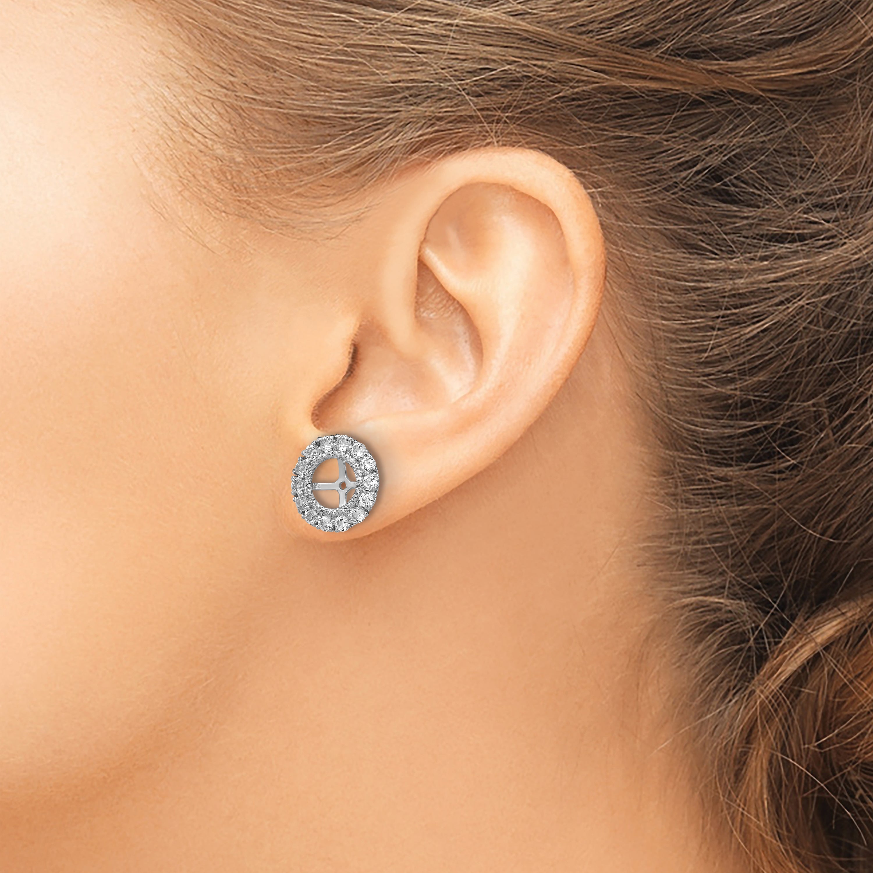 Sterling Silver Rhodium Diam. & White Topaz Earring Jacket