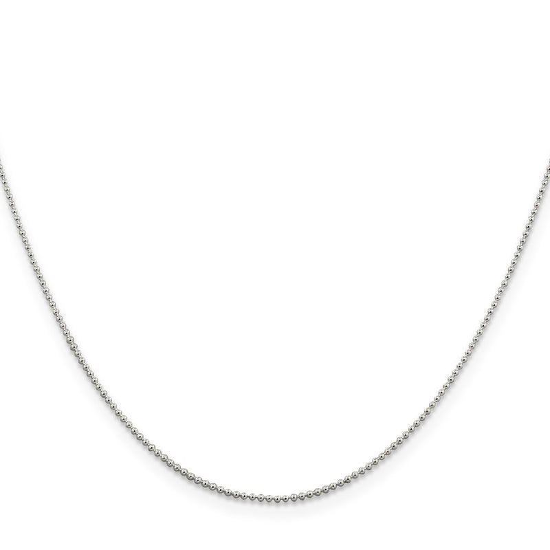 20 Inch Sterling Silver 1mm Beaded Chain Necklace