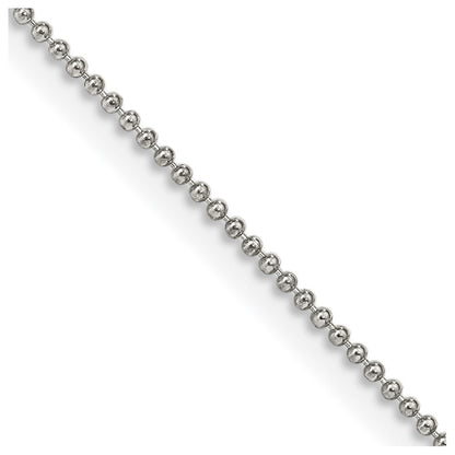 24 Inch Sterling Silver 1mm Beaded Chain Necklace