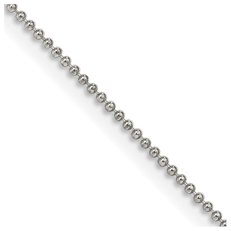 16 Inch Sterling Silver 1mm Beaded Chain Necklace