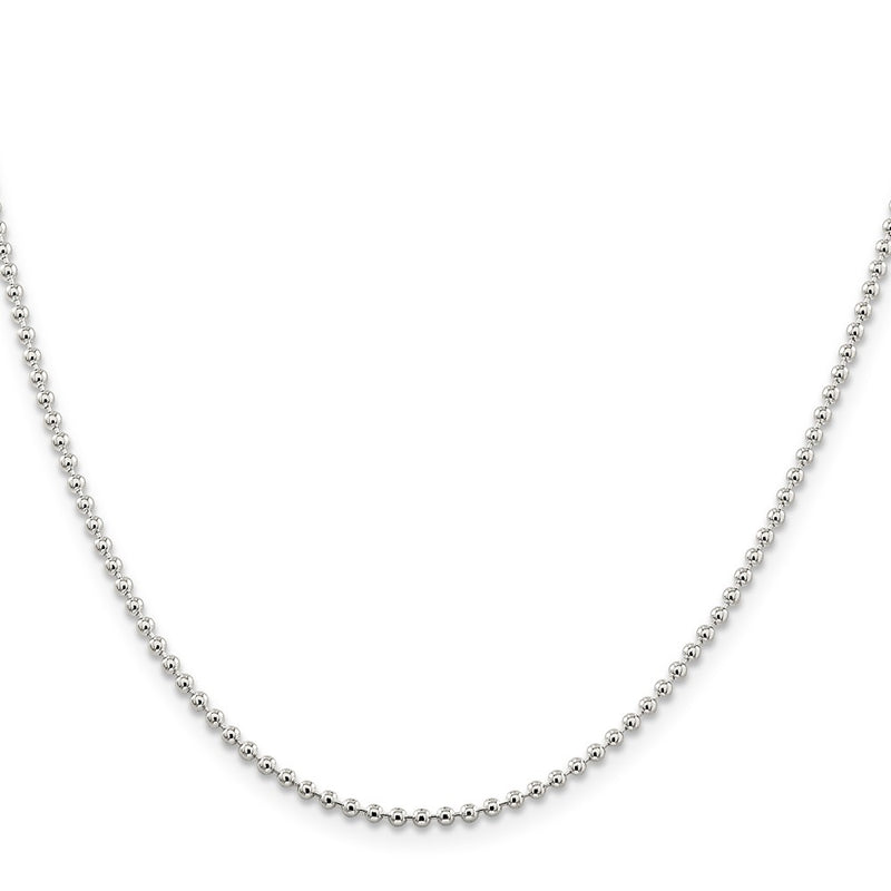 16 Inch Sterling Silver 2mm Beaded Chain Necklace
