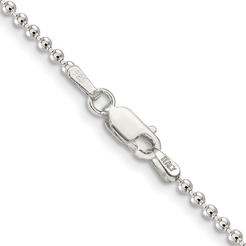 16 Inch Sterling Silver 2mm Beaded Chain Necklace