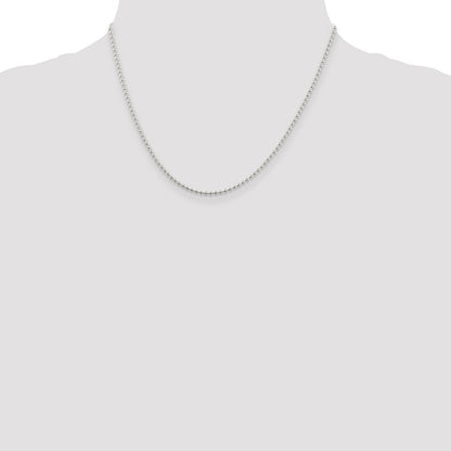 18 Inch Sterling Silver 2mm Beaded Chain W/2In Ext.