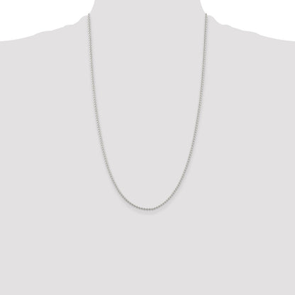 26 Inch Sterling Silver 2mm Beaded Chain Necklace