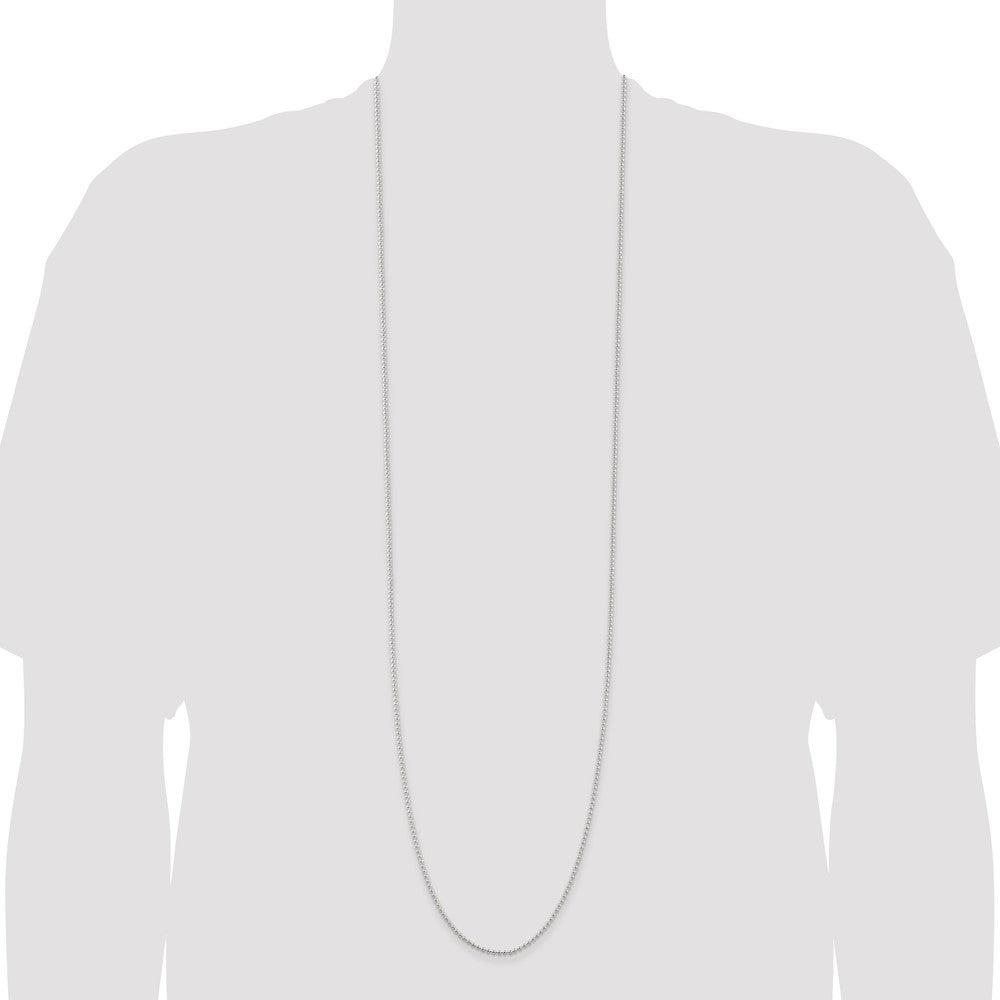 30 Inch Sterling Silver 2mm Beaded Chain Necklace