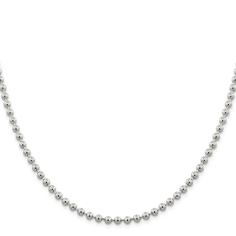 22 Inch Sterling Silver 4mm Beaded Chain Necklace