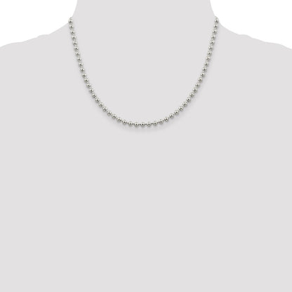 18 Inch Sterling Silver 4mm Beaded Chain Necklace