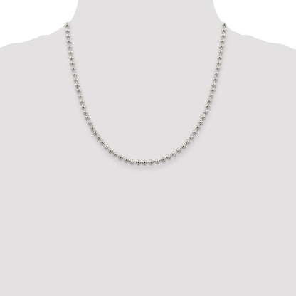 20 Inch Sterling Silver 4mm Beaded Chain Necklace