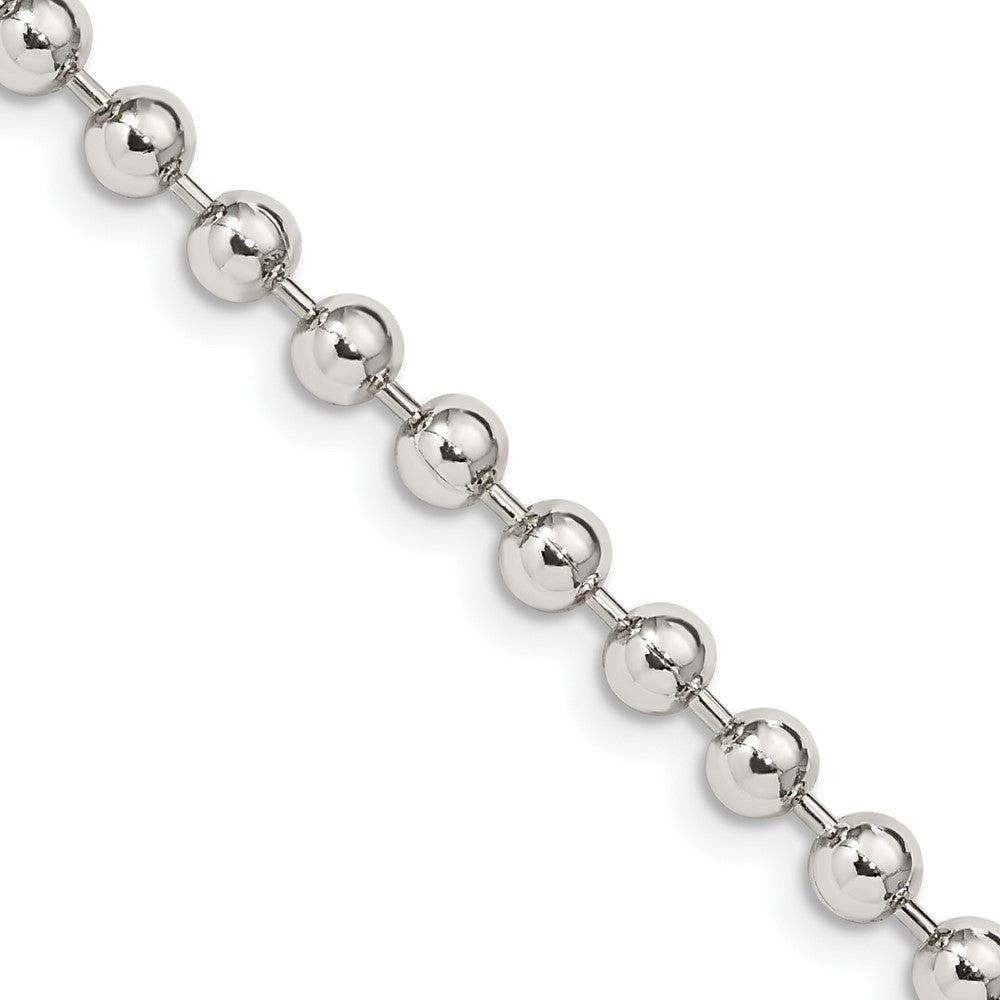 20 Inch Sterling Silver 4mm Beaded Chain Necklace