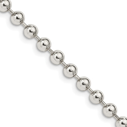20 Inch Sterling Silver 4mm Beaded Chain Necklace