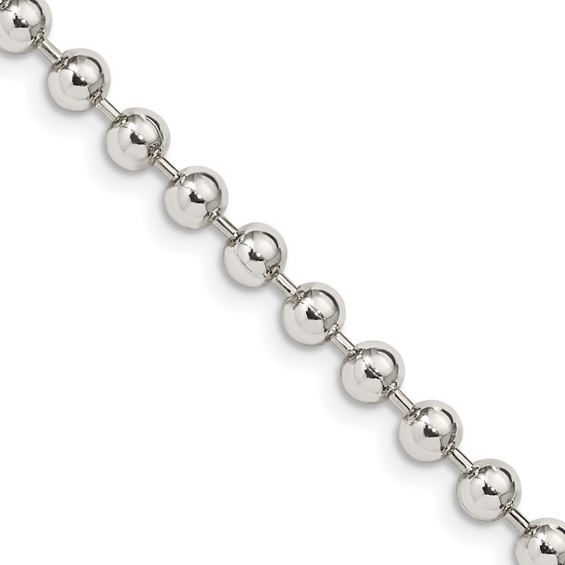 16 Inch Sterling Silver 4mm Beaded Chain Necklace