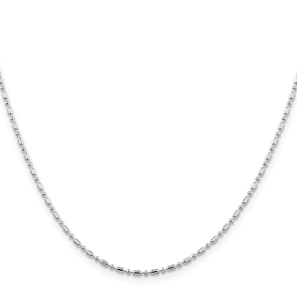 22 Inch Sterling Silver 1.5mm Fancy Beaded Chain W/4In Ext.
