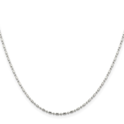 22 Inch Sterling Silver 1.5mm Fancy Beaded Chain W/4In Ext.