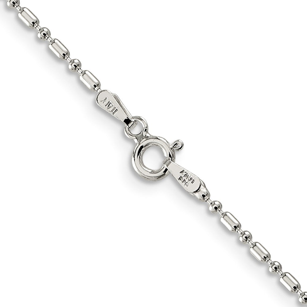 24 Inch Sterling Silver 1.5mm Fancy Beaded Chain Necklace