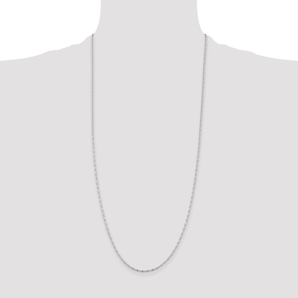 30 Inch Sterling Silver 1.5mm Fancy Beaded Chain Necklace