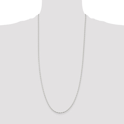 30 Inch Sterling Silver 1.5mm Fancy Beaded Chain Necklace