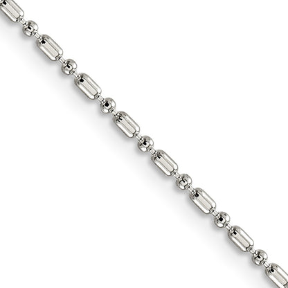 30 Inch Sterling Silver 1.5mm Fancy Beaded Chain Necklace
