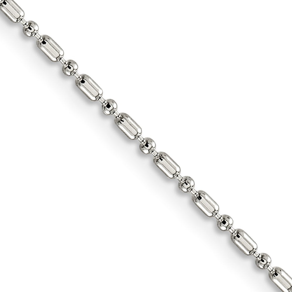 16 Inch Sterling Silver 1.5mm Fancy Beaded Chain Necklace