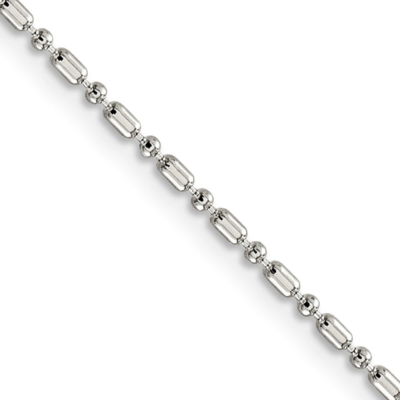 16 Inch Sterling Silver 1.5mm Fancy Beaded Chain Necklace