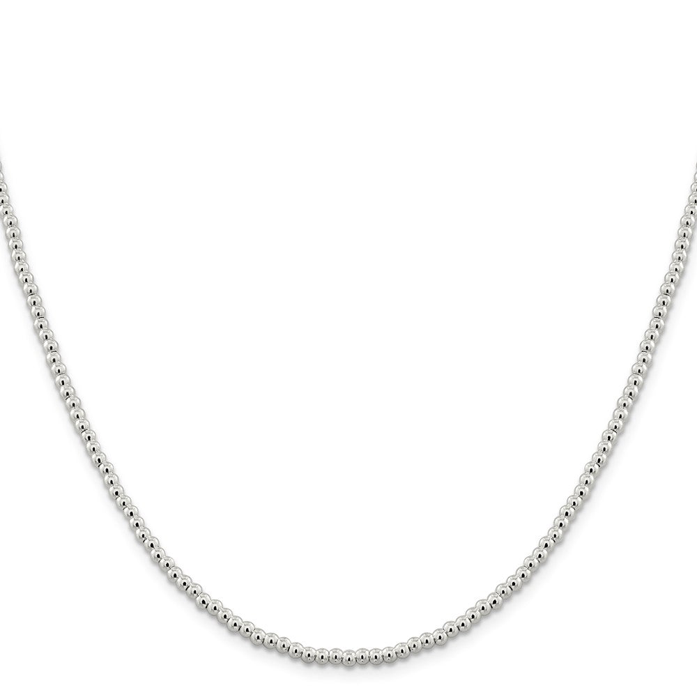 16 Inch Sterling Silver 3mm Beads On Box Chain Necklace