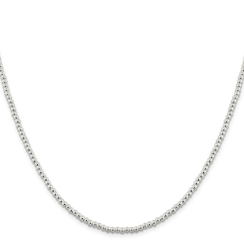 16 Inch Sterling Silver 3mm Beads On Box Chain Necklace