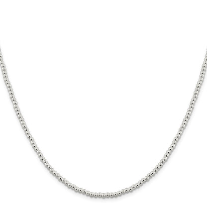 20 Inch Sterling Silver 3mm Beads On Box Chain Necklace
