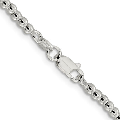 20 Inch Sterling Silver 3mm Beads On Box Chain Necklace