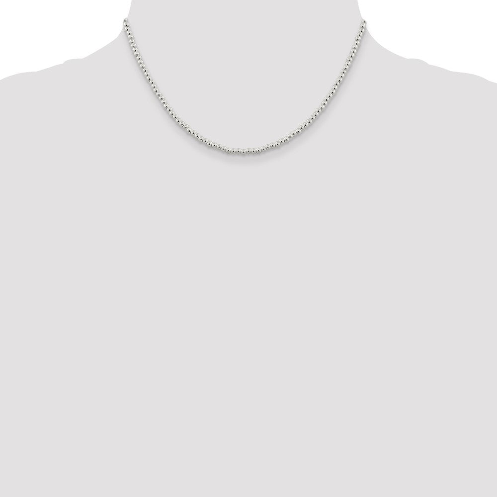 16 Inch Sterling Silver 3mm Beads On Box Chain Necklace