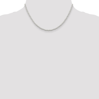 16 Inch Sterling Silver 3mm Beads On Box Chain Necklace