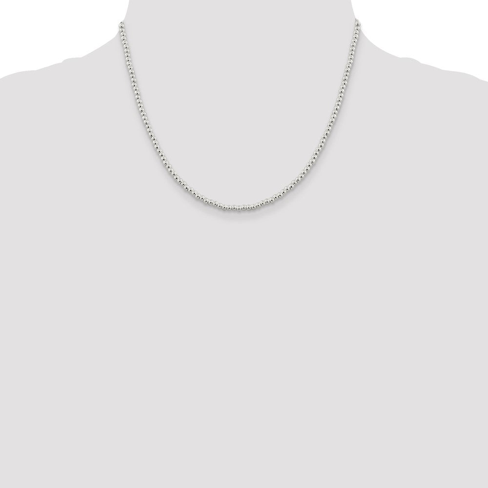 18 Inch Sterling Silver 3mm Beads On Box Chain Necklace