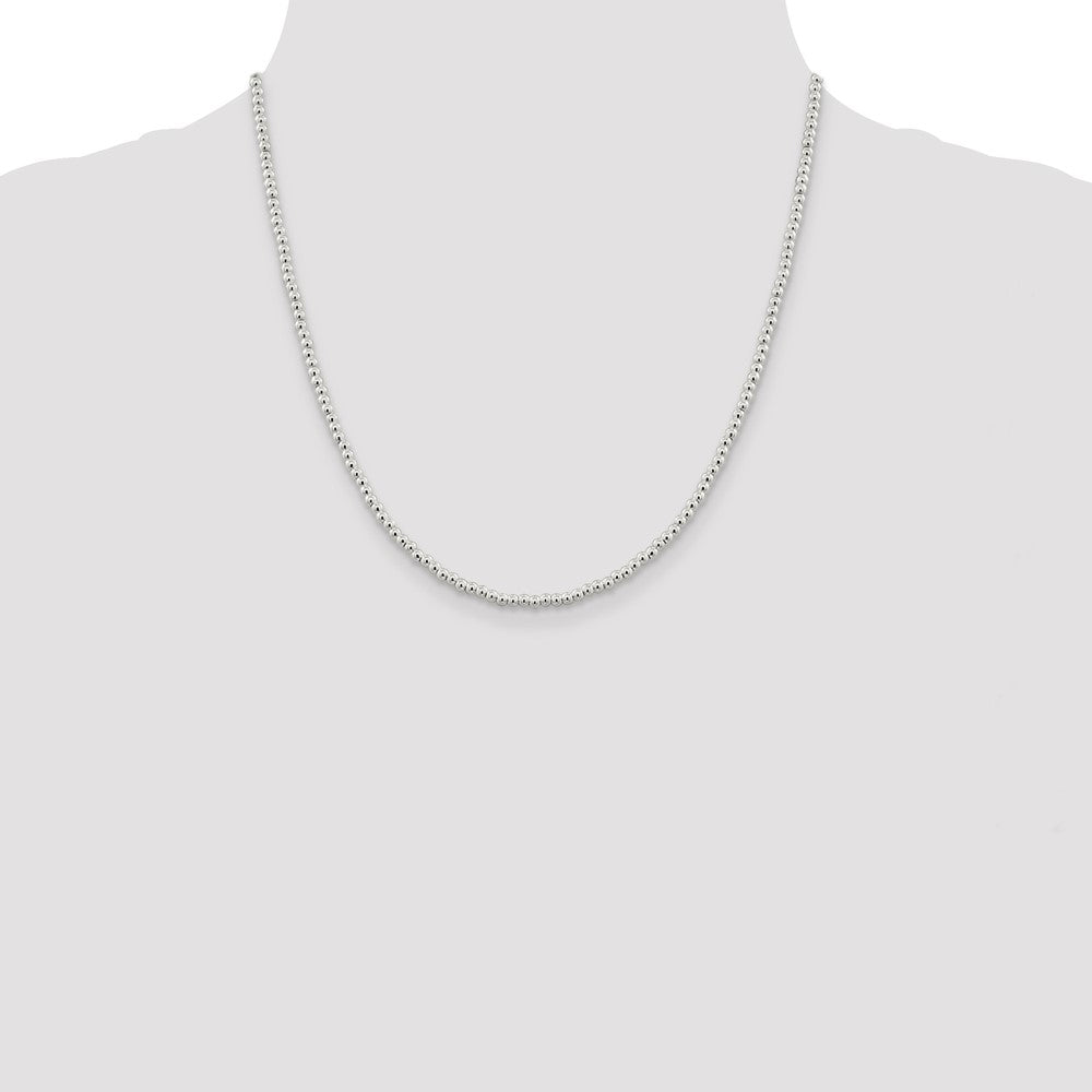 20 Inch Sterling Silver 3mm Beads On Box Chain Necklace