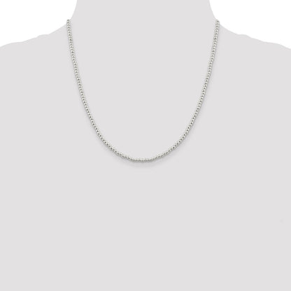 20 Inch Sterling Silver 3mm Beads On Box Chain Necklace
