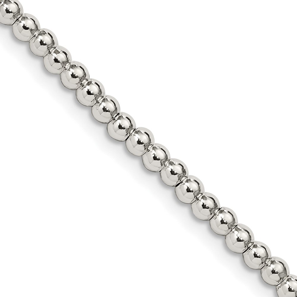 20 Inch Sterling Silver 3mm Beads On Box Chain Necklace