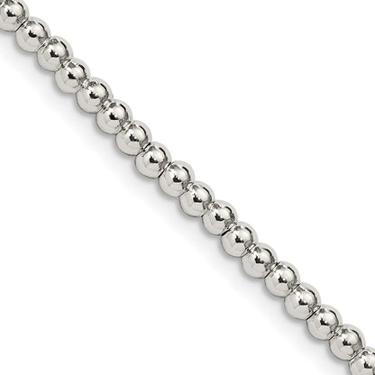 20 Inch Sterling Silver 3mm Beads On Box Chain Necklace