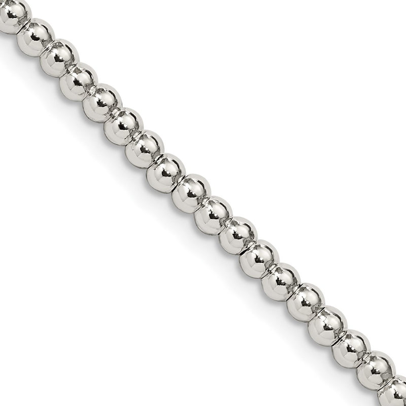 20 Inch Sterling Silver 3mm Beads On Box Chain Necklace