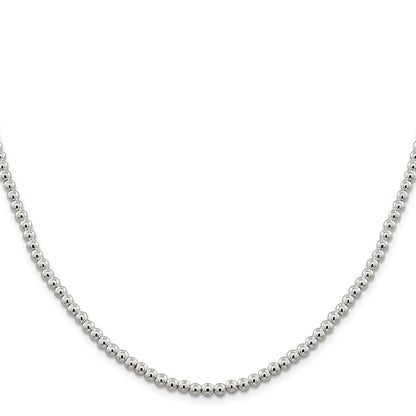 20 Inch Sterling Silver 4mm Beads On Box Chain Necklace