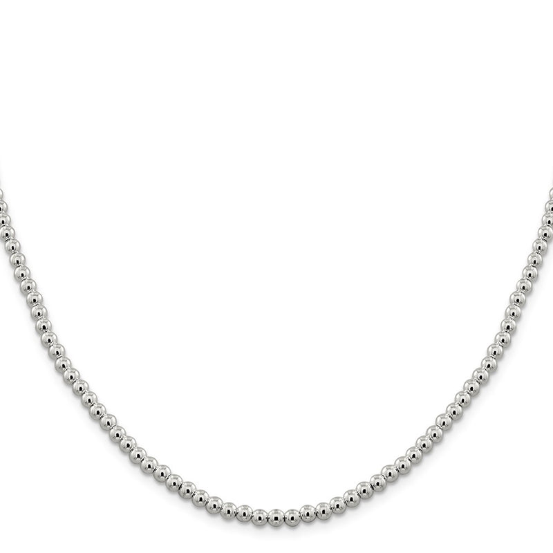 20 Inch Sterling Silver 4mm Beads On Box Chain Necklace