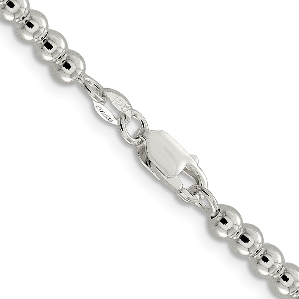 20 Inch Sterling Silver 4mm Beads On Box Chain Necklace