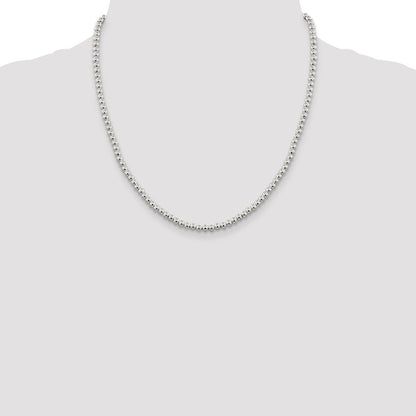 20 Inch Sterling Silver 4mm Beads On Box Chain Necklace