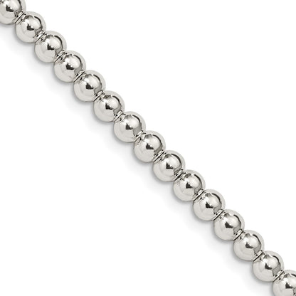 18 Inch Sterling Silver 4mm Beads On Box Chain Necklace