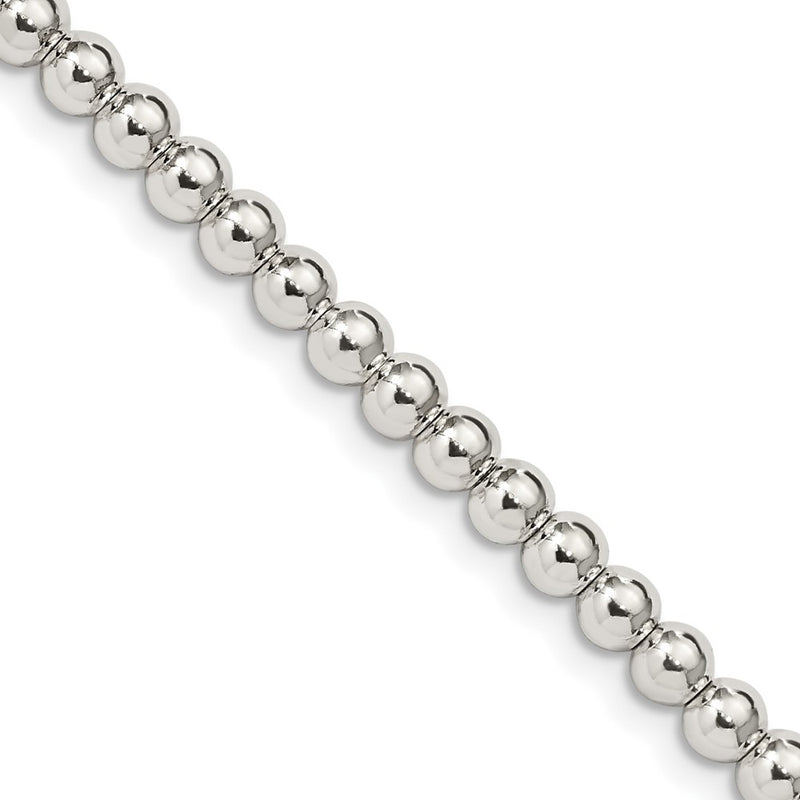 18 Inch Sterling Silver 4mm Beads On Box Chain Necklace