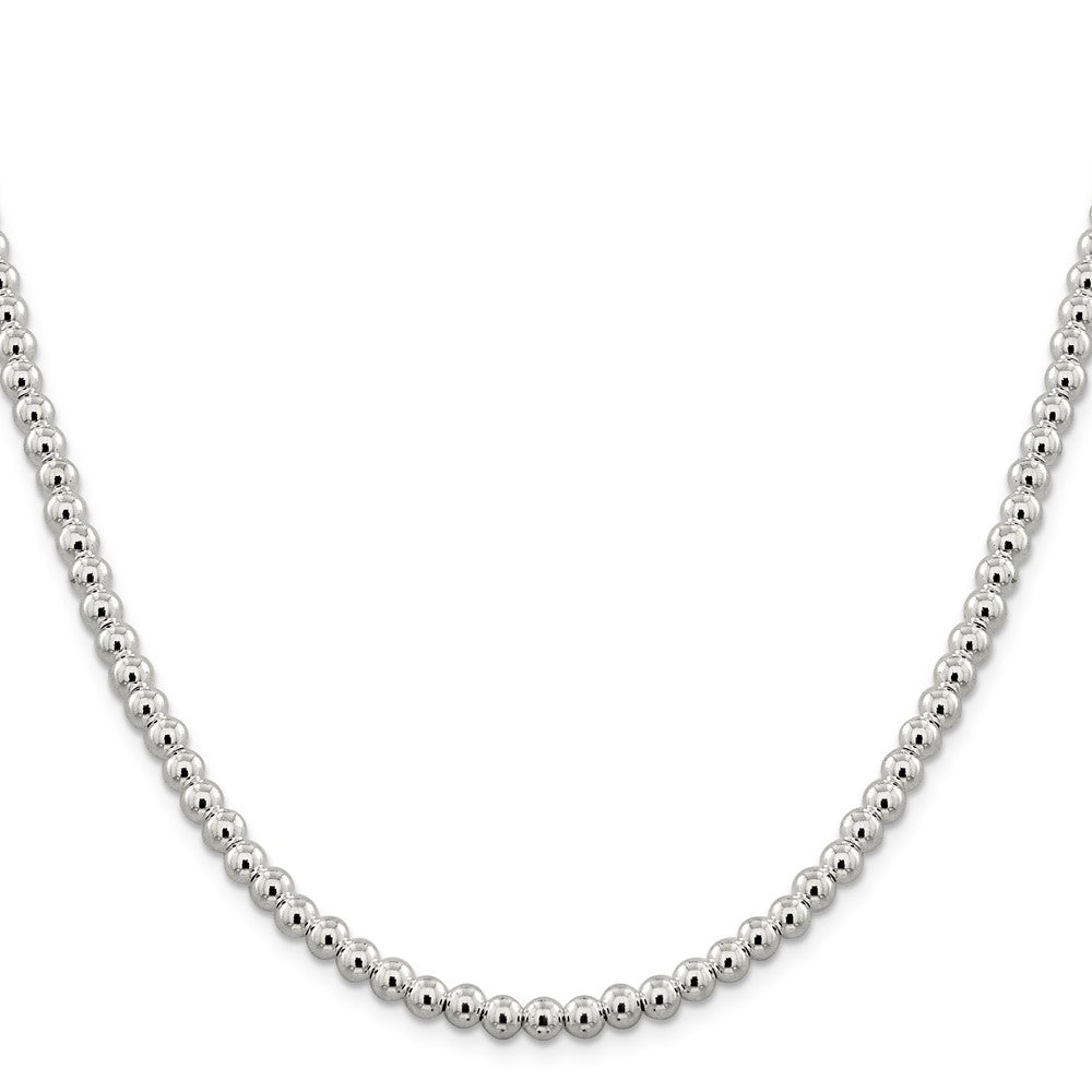 20 Inch Sterling Silver 5mm Beads On Box Chain Necklace