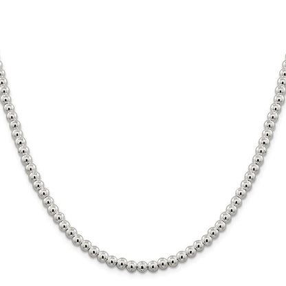 18 Inch Sterling Silver 5mm Beads On Box Chain Necklace