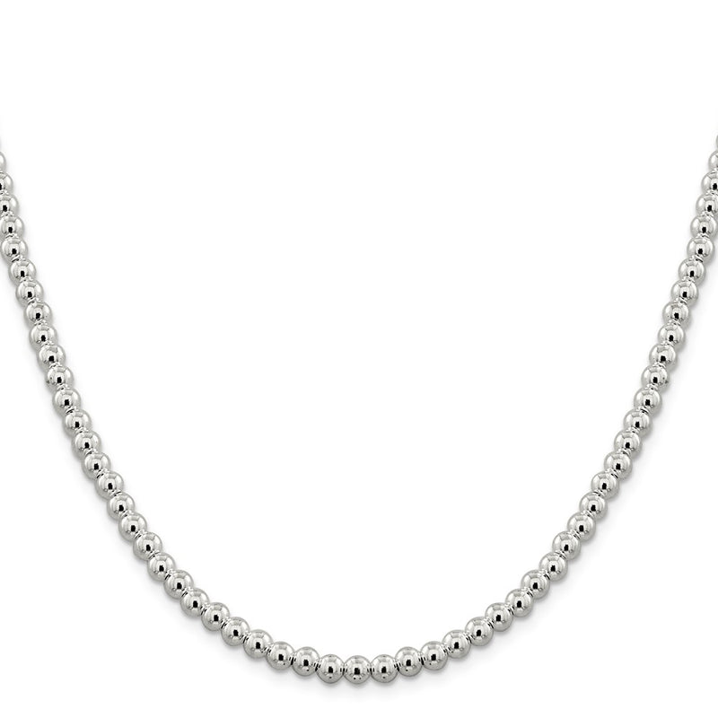 16 Inch Sterling Silver 5mm Beads On Box Chain Necklace