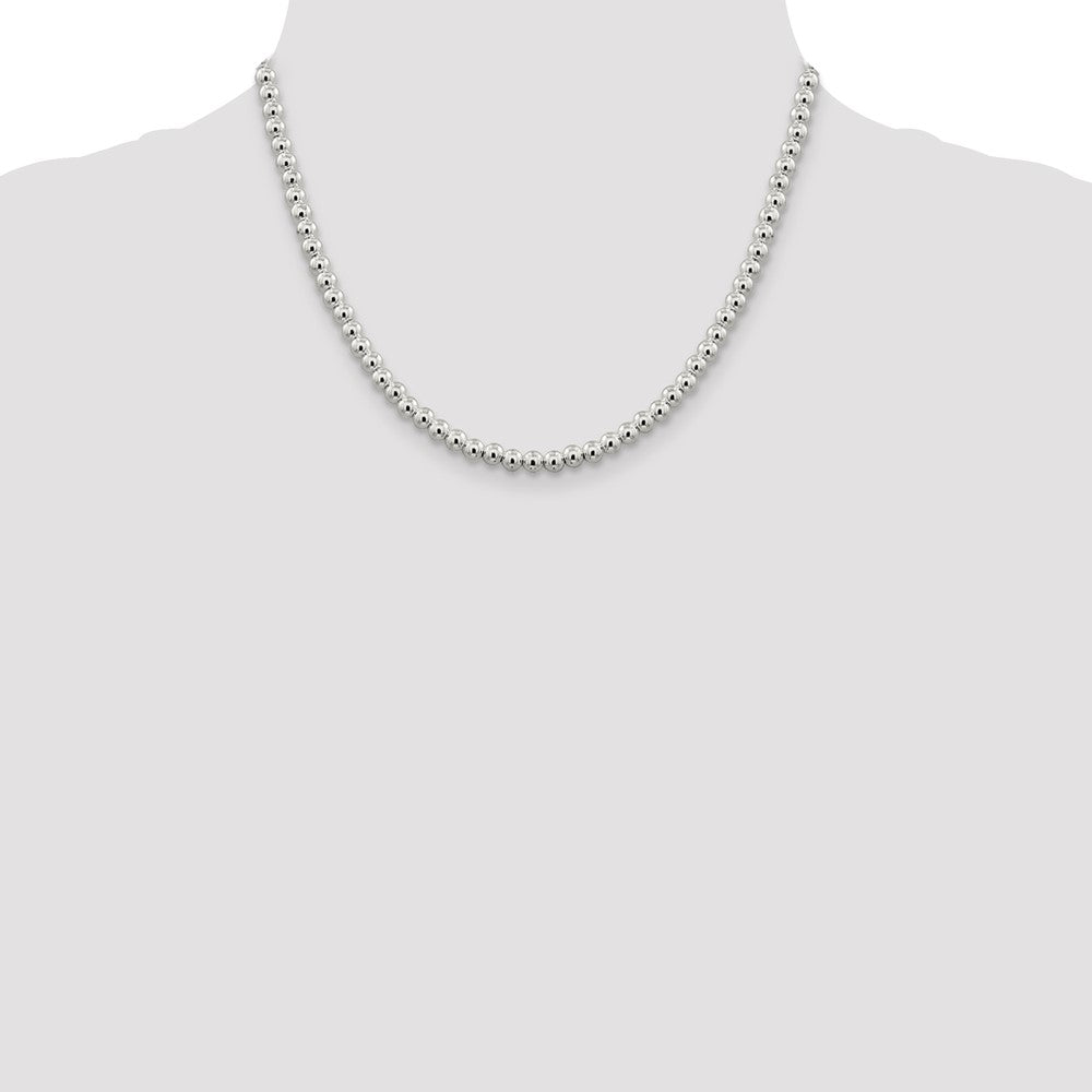 18 Inch Sterling Silver 5mm Beads On Box Chain Necklace