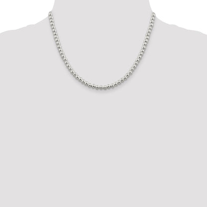 18 Inch Sterling Silver 5mm Beads On Box Chain Necklace