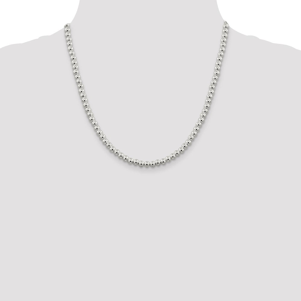 20 Inch Sterling Silver 5mm Beads On Box Chain Necklace